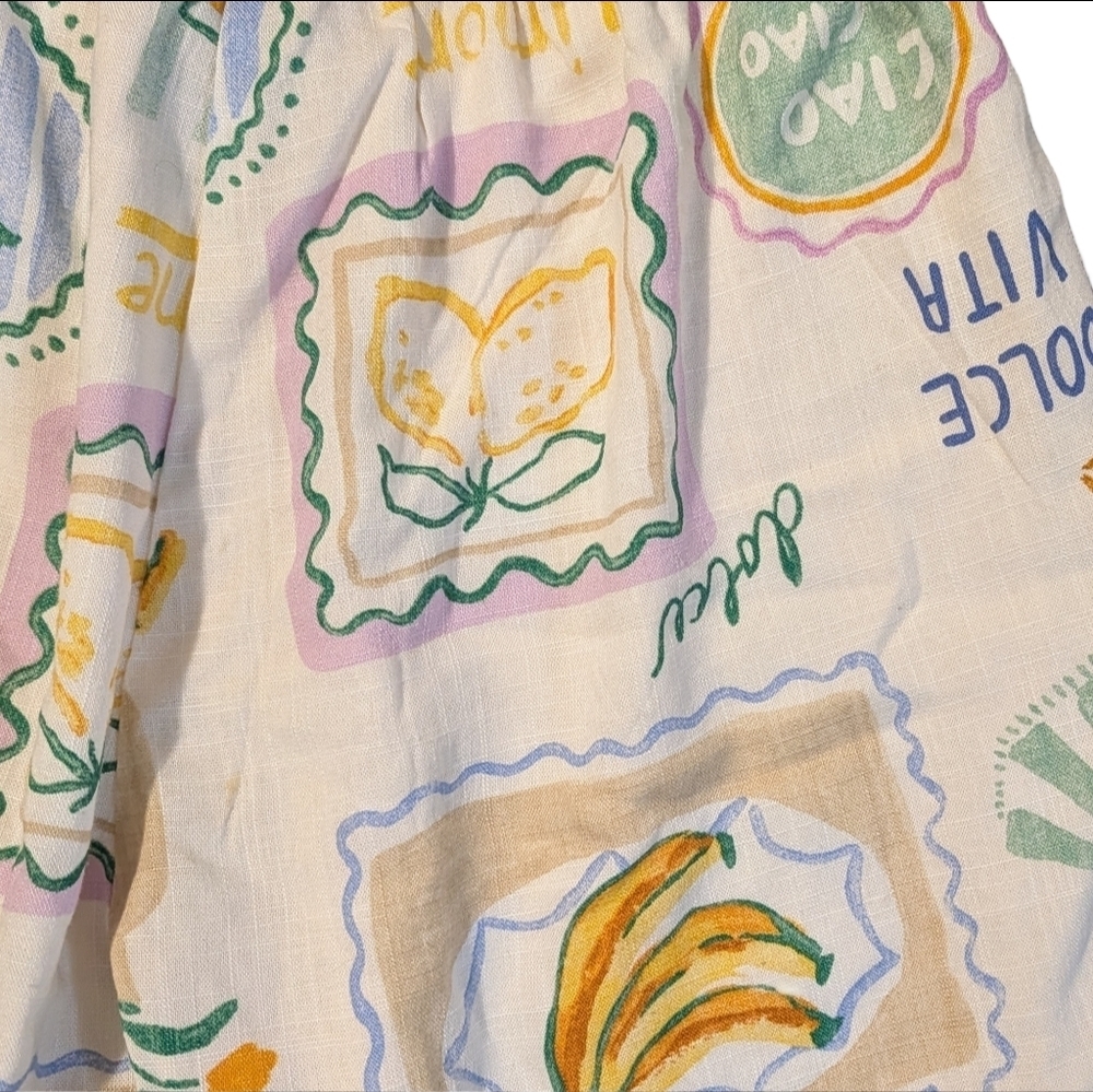 Paperheart Linen Set - La Dolce Vita Lemone print, top M shorts L - Picture 7 of 12